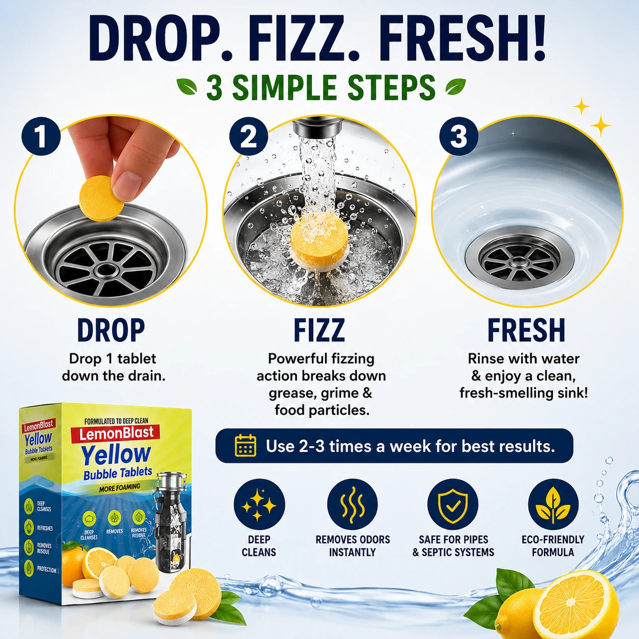 LemonBlast™ Drain Cleaning Tablets for Sink & Pipes (🔥BUY 1 GET 1 FREE🔥)
