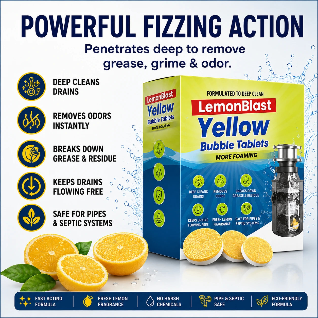 LemonBlast™ Drain Cleaning Tablets for Sink & Pipes (🔥BUY 1 GET 1 FREE🔥)