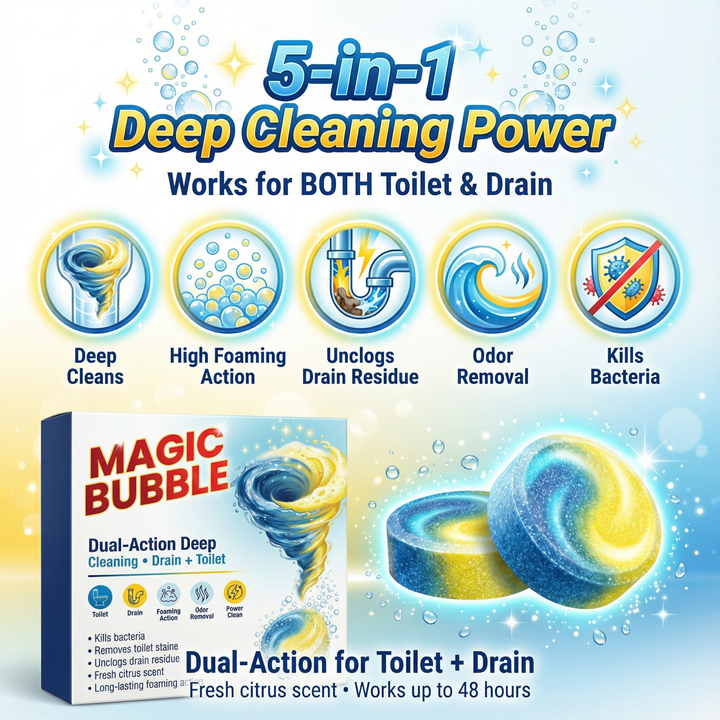 MAGIC BUBBLE™ Dual Action Magic Toilet Tablet 24 Tablets (🔥BUY 1 GET 1 FREE🔥)