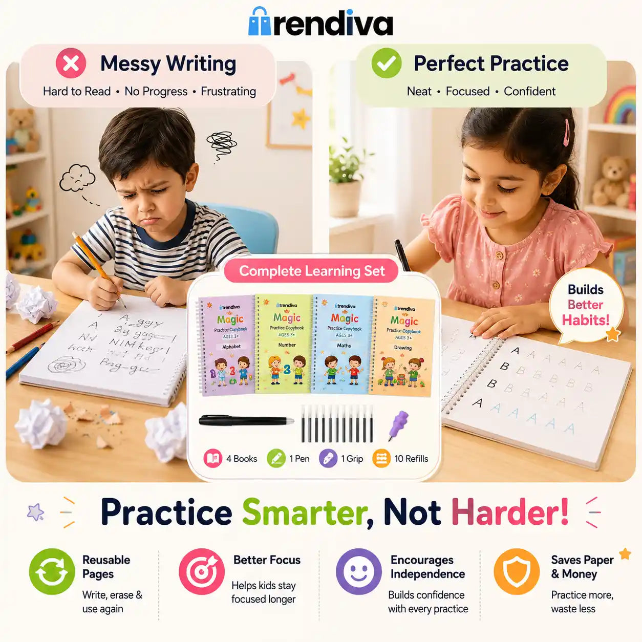 Auto Erase Copy Books for Kids