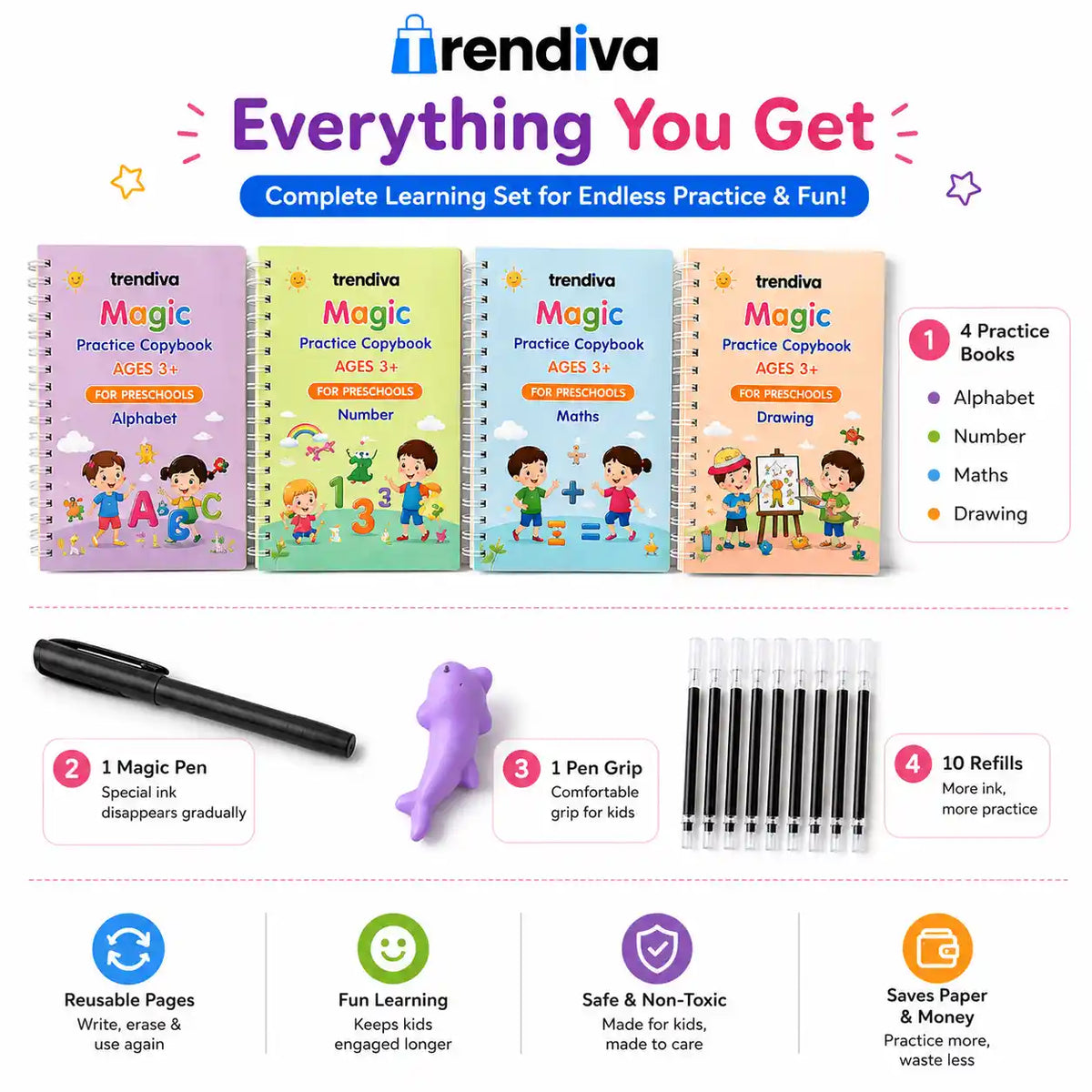 Auto Erase Copy Books for Kids