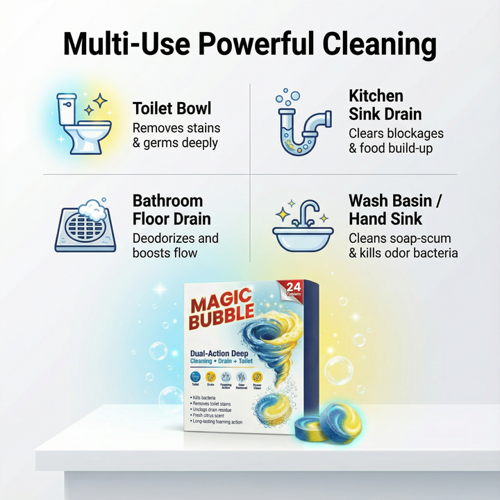 MAGIC BUBBLE™ Dual Action Magic Toilet Tablet 24 Tablets (🔥BUY 1 GET 1 FREE🔥)