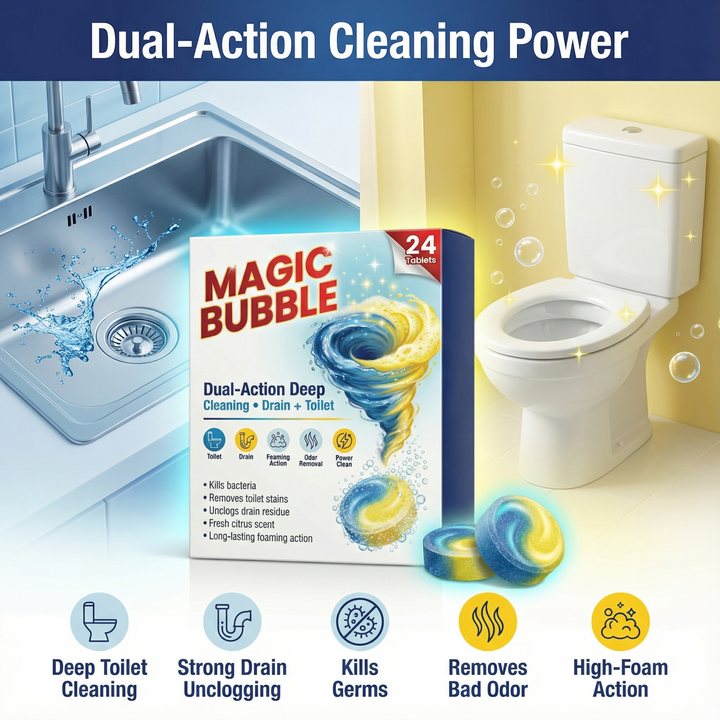 MAGIC BUBBLE™ Dual Action Magic Toilet Tablet 24 Tablets (🔥BUY 1 GET 1 FREE🔥)