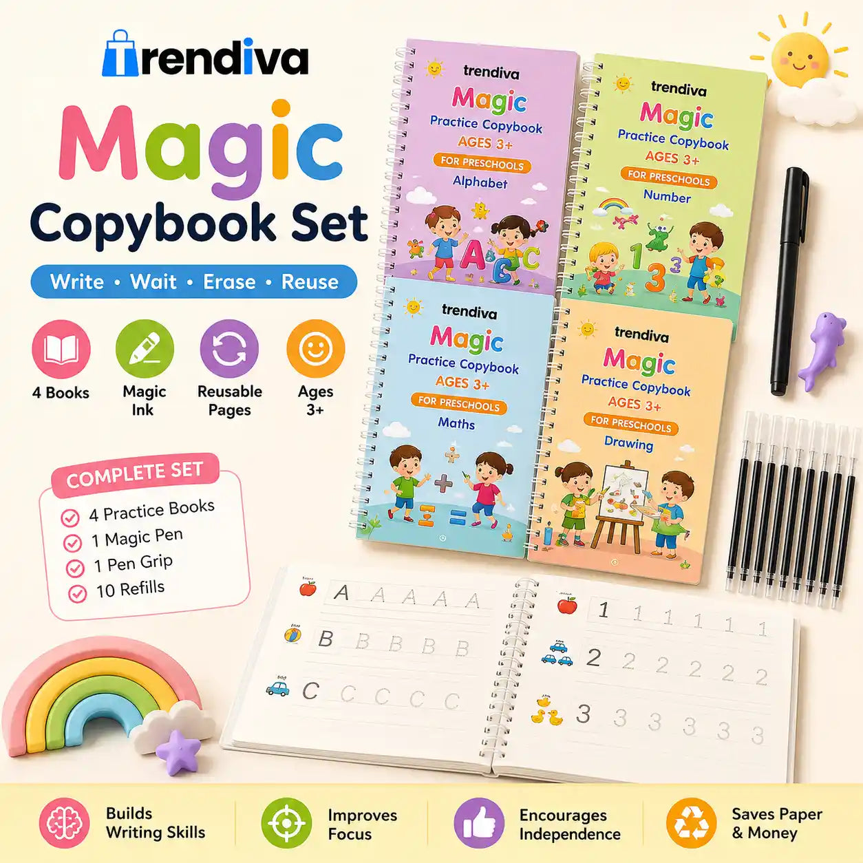Auto Erase Copy Books for Kids