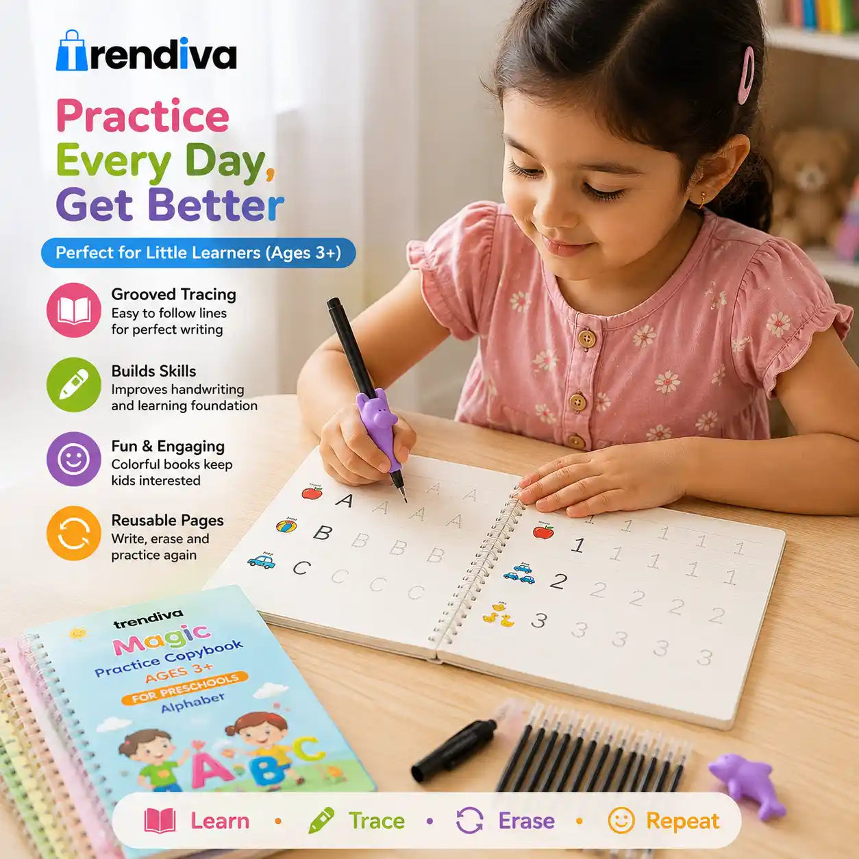 Auto Erase Copy Books for Kids